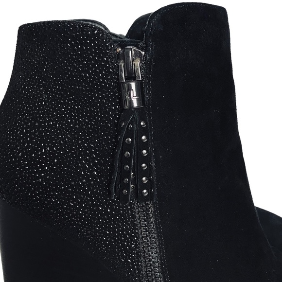 KARL LAGERFELD Black Julita Tassel Wedge Bootie - Picture 4 of 9